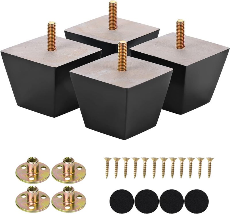 Michanco Furniture Legs 2 inch Black Square Sofa Couch Feet Wood Replacement Leg Set of 4 for Ottoman Dresser Cabinet - Image 1